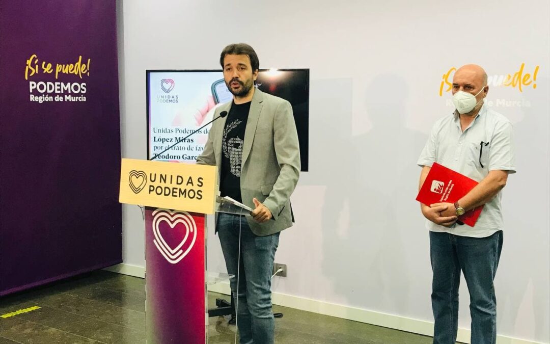 Unidas Podemos denuncia a Fernando López Miras por cohecho tras el escándalo de la operación del familiar de Teodoro García Egea